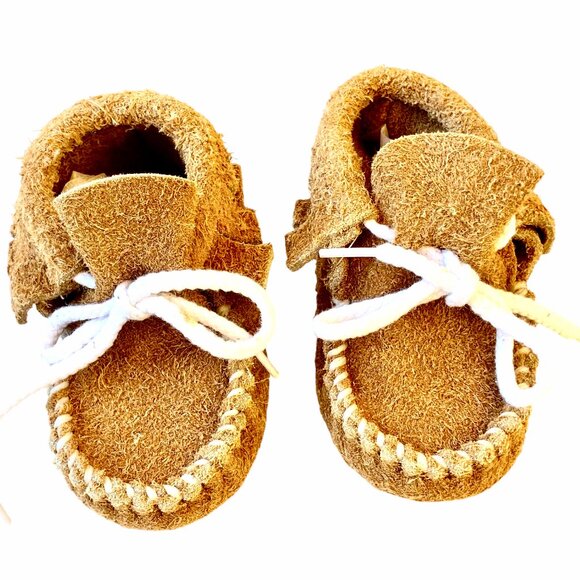 Genuine Buffalo Leather Baby Infant Moccasin Booties size 1 - 0-3 months NEW USA - Picture 10 of 16